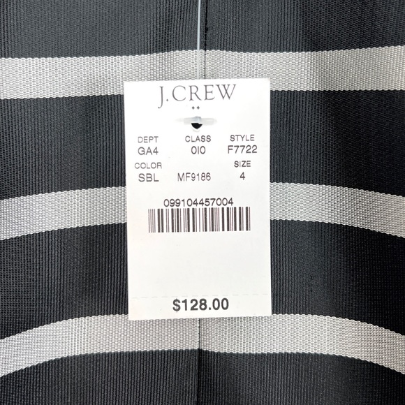 J. Crew Factory Metallic Jacquard Stripe Sleeveless Dress Pockets Black Silver - Picture 10 of 14